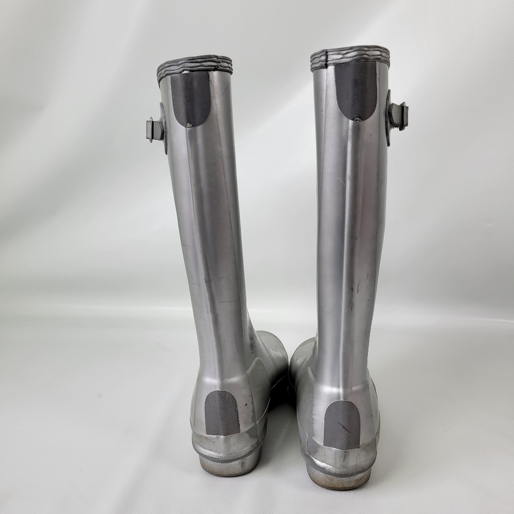 HUNTER Silver Tall Weighted Rain Boots B4/G5 - Picture 11 of 13